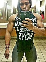 super hot ebony female bodybuilder mistress treasure in ripped contest shape